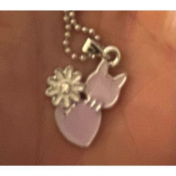 PINK KITTY SILVER N SAPPHIRE NECKLACE - Picture 3 of 3